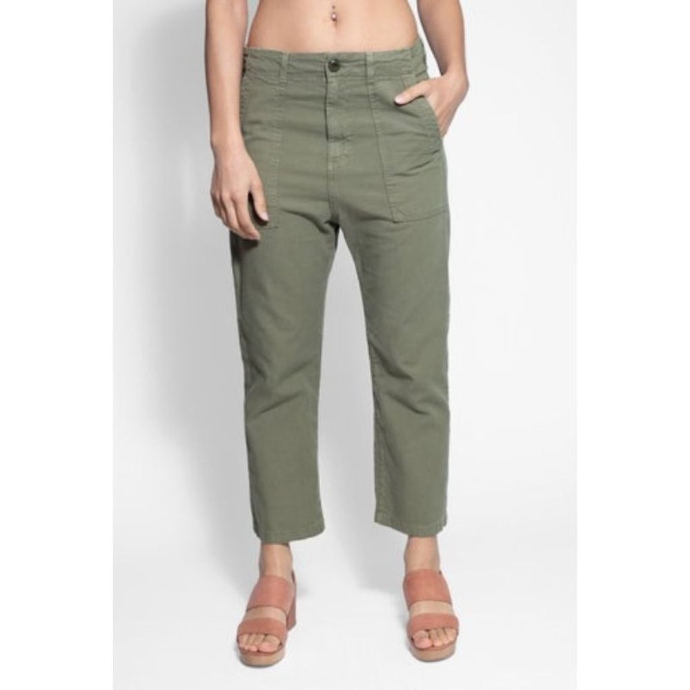 THE GREAT. Olive Cropped Pants